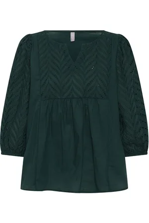 Culture Cutoril Blouse Tops Blouses Short-sleeved Green