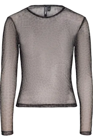 Pieces® Pcninni Ls Mesh Top Noos Bc Tops T-shirts & Tops Long-sleeved Black
