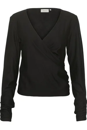 Gestuz Rifagz Wrap Top Tops Blouses Long-sleeved Black