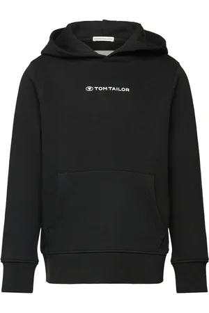 TOM TAILOR Printed Hoody Tops Sweat-shirts & Hoodies Hoodies Black
