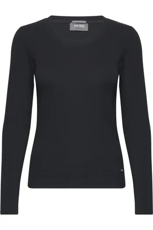Mos Mosh Mmnicole O-Ls Rib Tee Tops T-shirts & Tops Long-sleeved Black