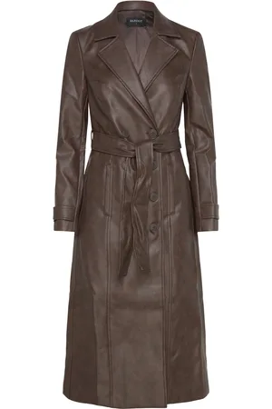 Bardot Vegan Leather Trench Coat Nahkatakki Brown