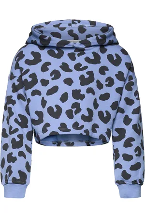 TOM TAILOR Cropped All Over Printed Hoody Tops Sweat-shirts & Hoodies Hoodies Blue