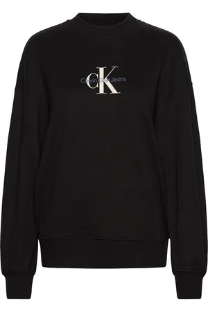 Calvin Klein Textured Monologo Crewneck Tops Sweat-shirts & Hoodies Sweat-shirts Black