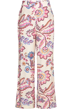 MANGO Floral Print Straight Trousers Bottoms Trousers Straight Leg Multi/patterned