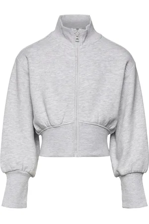 TOM TAILOR Cropped Sweat Jacket Tops Sweat-shirts & Hoodies Sweat-shirts Grey