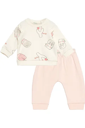Benetton Set Sweater+Trousers Sets Sets With Long-sleeved T-shirt Pink
