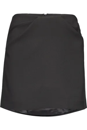 MANGO Pleat Miniskirt Lyhyt Hame Black