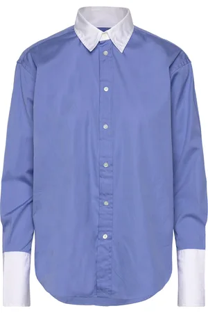 Ralph Lauren Extended-Cuff Cotton Shirt Tops Shirts Long-sleeved Blue