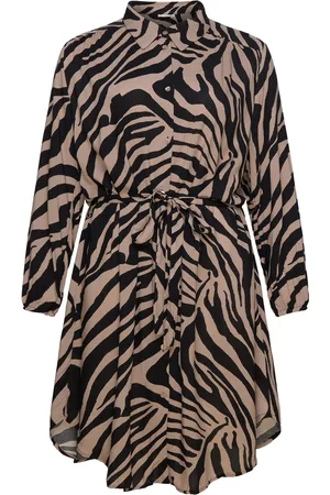 ONLY Carzalika Life L/S Blk Shirt Dress Aop Polvipituinen Mekko Brown