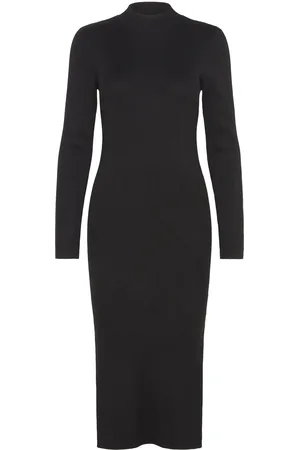 VERO MODA Vmlynzi Ls Calf Knit Dress Vma Noos Polvipituinen Mekko Black