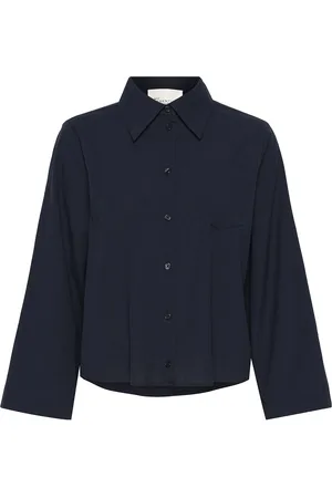 My Essential Wardrobe Zeniamw Skye Shirt Tops Shirts Long-sleeved Navy