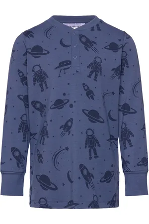 Geggamoja Bamboo Grandpa Sweater L.s Blue Astronaut Tops Knitwear Cardigans Blue