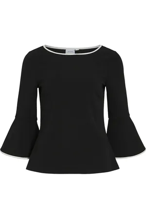 VILA Visola 3/4 O-Neck Contrast Top/Ka Tops T-shirts & Tops Long-sleeved Black