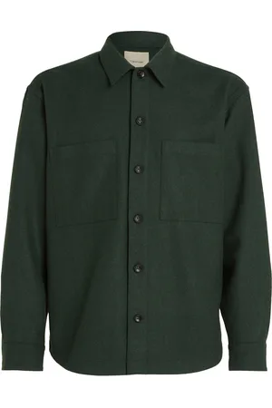 Calvin Klein Wool Blend Overshirt Tops Overshirts Green