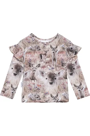Gugguu Print Frilla Shirt Tops T-shirts Long-sleeved T-shirts Multi/patterned