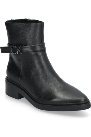 Calvin Klein Heel Ankle Boot 30 W/Hw Lth Shoes Boots Ankle Boots Ankle Boots Flat Heel Black