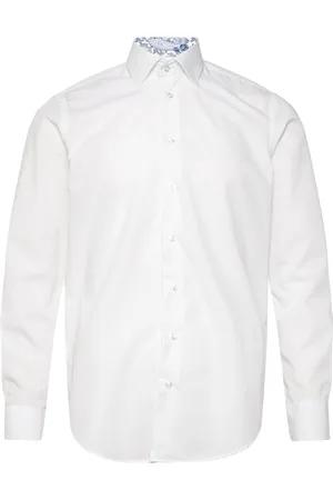 BOSWEEL SHIRTS EST. 1937 Poplin W. Paisley Contrast Tops Shirts Business White