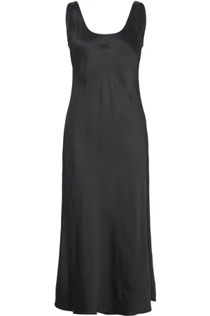 Calvin Klein Viscose Satin Slip Dress Polvipituinen Mekko Black