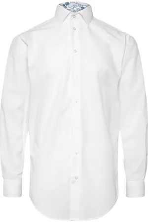 BOSWEEL SHIRTS EST. 1937 Poplin W. Paisley Contrast Tops Shirts Business White