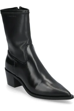 Calvin Klein Heel Cowboy Boot Stretch Lth Shoes Boots Ankle Boots Ankle Boots With Heel Black