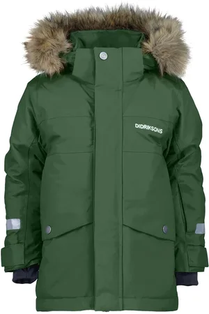 Didriksons Bjärven Kids Parka 3 Parka Takki Green