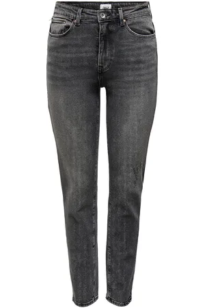 ONLY Onlemily Stretch Hw St Ak Dnm Cro614Noos Bottoms Jeans Straight-regular Grey
