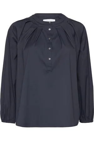 Naja Lauf Patricia Blouse Fancy Poplin Tops Blouses Long-sleeved Navy
