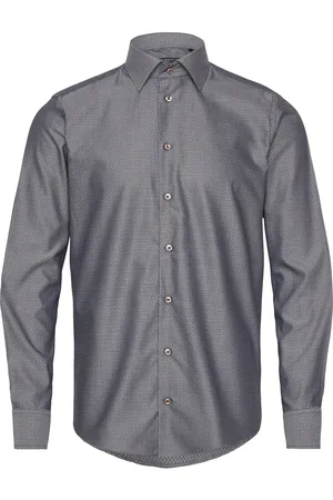 BOSWEEL SHIRTS EST. 1937 Weaved Pattern Tops Shirts Business Grey