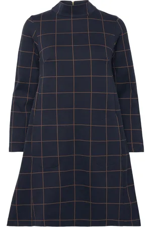 Jumperfabriken Bernadette Check Dress Polvipituinen Mekko Navy