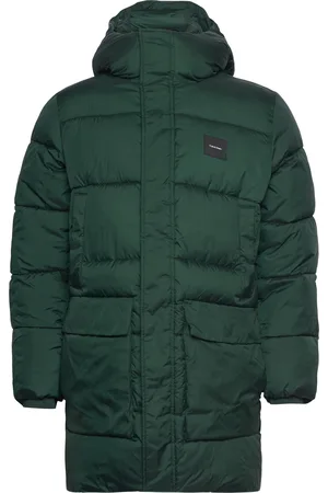 Calvin Klein Long Hooded Quilt Puffer Mw Villakangastakki Pitkä Takki Green