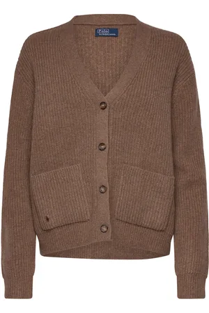 Ralph Lauren 3/15 Wool/Cash Rws-Lsl-Crd Tops Knitwear Cardigans Brown