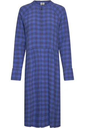 Mads Norgaard Check Pop Dupina Dress Polvipituinen Mekko Blue