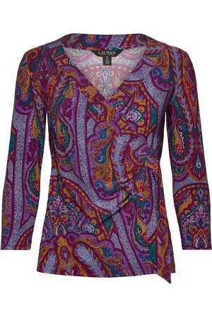 Ralph Lauren Paisley Stretch Jersey Top Tops Blouses Long-sleeved Purple