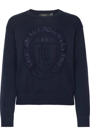 Ralph Lauren Logo-Crest Cotton Crewneck Sweater Tops Sweat-shirts & Hoodies Sweat-shirts Navy