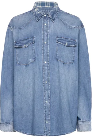 Ralph Lauren Over Fit Denim Western Shirt Tops Shirts Long-sleeved Blue