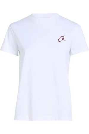 Calvin Klein Embroidered Ck Regular Tee Tops T-shirts & Tops Short-sleeved White