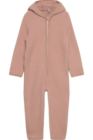 Huttelihut Pram Suit Ears Wool Fleece Outerwear Fleece Outerwear Fleece Coveralls Pink