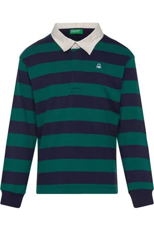 Benetton L/S Polo Shirt Tops T-shirts Polo Shirts Long-sleeved Polo Shirts Navy