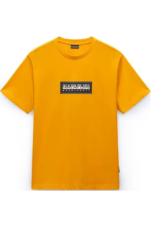 Napapijri Box Logo Short Sleeve T-Shirt Tops T-shirts Short-sleeved Yellow