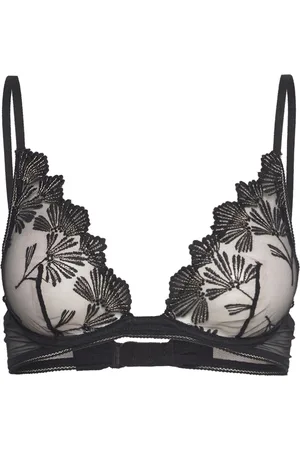 Etam Palmes - N*7 Without Paddedarf Triangle Plunge Bra Lingerie Bras & Tops Soft Bras Bralette Black