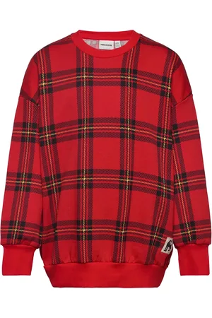 Mini Rodini Check Aop Sweatshirt Tops Sweat-shirts & Hoodies Sweat-shirts Red