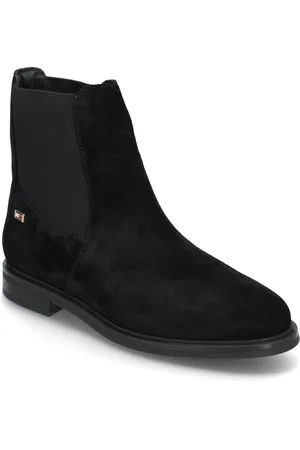 Tommy Hilfiger Flag Suede Low Chelsea Shoes Boots Ankle Boots Ankle Boots Flat Heel Black