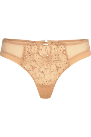 Chantelle Fleurs Signature Tanga Lingerie Panties Brazilian Panties Beige