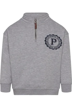 MANGO Embroidered Detail Cotton Sweatshirt Tops Sweat-shirts & Hoodies Sweat-shirts Grey