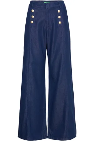 Benetton Trousers Bottoms Jeans Wide Blue