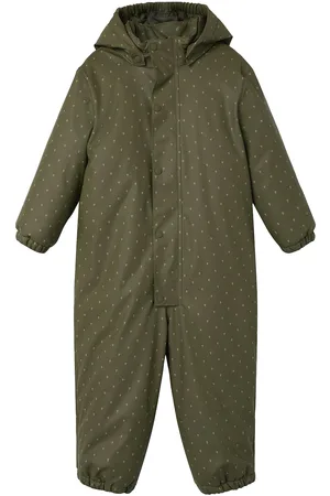 Lil Atelier Nmmladry10 Rub Pad Snowsuit Aop Fo Lil Outerwear Coveralls Rainwear Coveralls Khaki Green