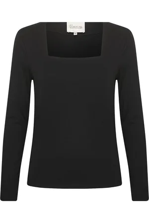 My Essential Wardrobe Viggamw Square Neck Blouse Tops T-shirts & Tops Long-sleeved Black