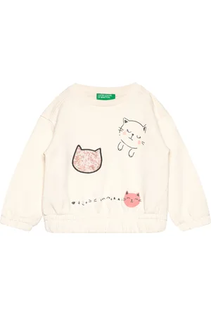 Benetton Sweater L/S Tops Sweat-shirts & Hoodies Sweat-shirts Cream
