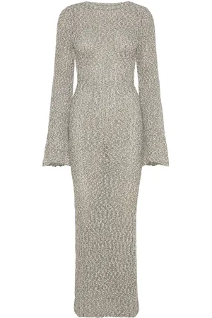 Gina Tricot Slub Knitted Dress Maksimekko Juhlamekko Grey